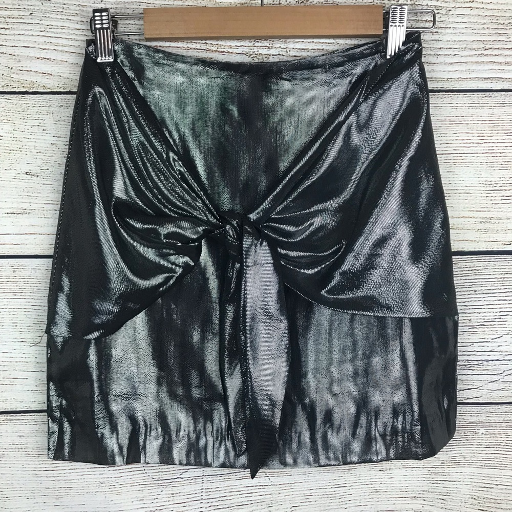 REVOLVE mini skirt Capulet Mila silk metallic tie front